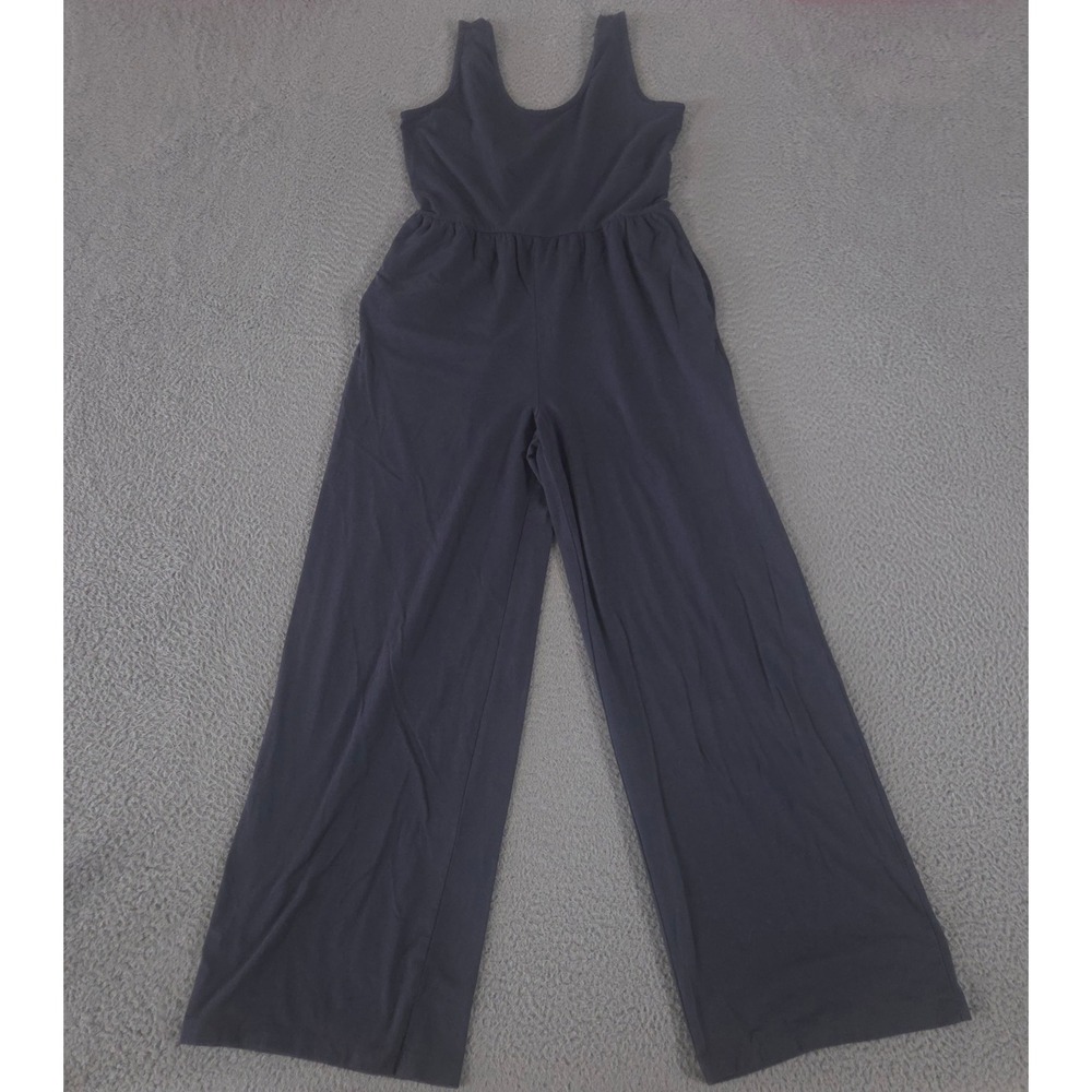 AnyBody Jumpsuit Womens Small Navy Blue Wide Leg Cotton Modal Stretch Sleeveless
